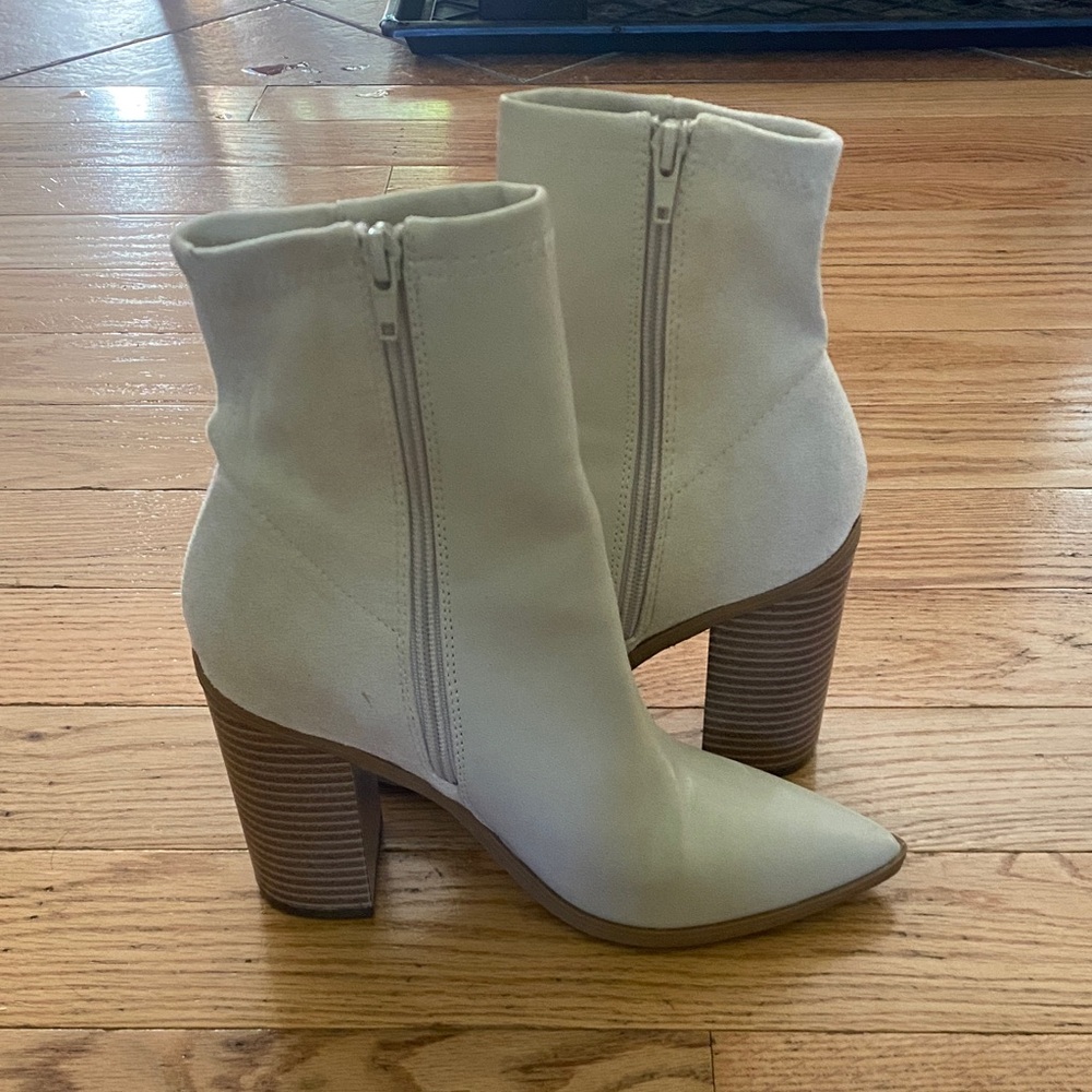 Leather Cream Ankle Boots - Picture 4 of 6